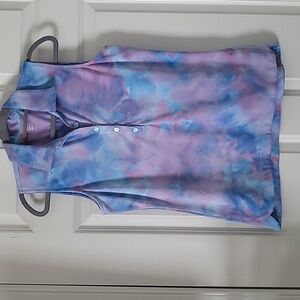 EP New York Women’s Medium Sleeveless Tie-Dye Polo – Pastel Blue & Pink